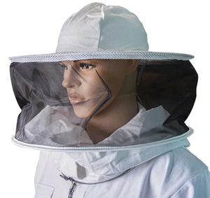 Veste de protection pour apiculteur avec voile en maille amovible, respirante, coupe ample, en polyester et coton blanc, coutures surjetées - Product Image 4