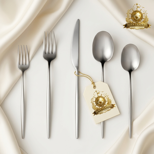 Juego de cubiertos de lujo en oro con mango de resina perlada, juego de cubiertos de acero inoxidable, juego premium de cuchillo, tenedor y cuchara dorados para bodas y hoteles. - Product Image 2