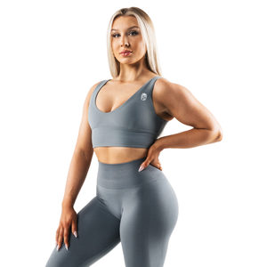 Sujetador Deportivo Sin Costuras para Mujer, Copas A y B, Escote Profundo en V, para Yoga, Entrenamiento, Gimnasio, Elástico, Suave, con Soporte, Ropa Deportiva Moderna - Product Image 2
