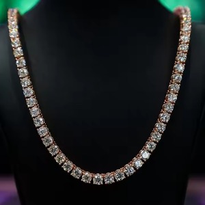 Luxury Silver Cuban Link Chain Fully Iced Out Yellow / <b>Rose</b> And White Gold VVS Studded Moissanite Diamond Tester for Wedding - Product Image 1