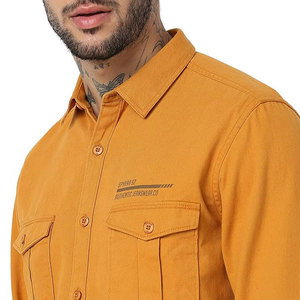 Bleu clair 100% coton chemise formelle pour hommes à manches longues robe boutonnée avec col polo taille XL T-shirts décontractés - Product Image 4