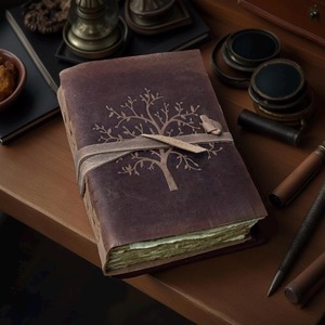 Sacred Tree Vintage Leather DiaryHandmade Rustic Notebook with Deckle Edge Paper handmade leather journal - Product Image 1