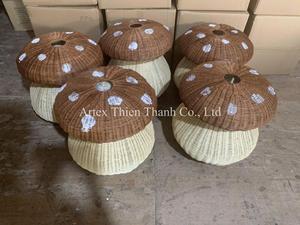 Aesthetic Woven Toy Storage Handmade Rattan Kid Mushroom <b>Basket</b> <b>with</b> <b>Lid</b> - Baby Keepsake Box - Product Image 5