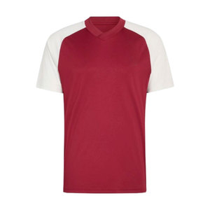 Camiseta de Fútbol para Hombre, Roja y Blanca, con Bloques de Color, Manga Corta, Cuello Camisero, Transpirable, de Poliéster, Corte Regular, para Todas las Temporadas - Product Image 1