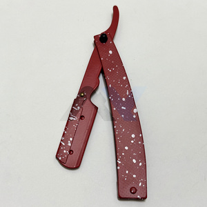 Maquinilla de Afeitar Nueva de Alta Calidad, de Acero Inoxidable, con Bloqueo de Seguridad, Soporte para Cuchillas de Una Sola Filo, Color Rojo, Herramienta para Barbería - Product Image 1