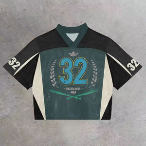 Maillots de football rétro vintage personnalisés avec logo pour team building, coupe courte, imprimé lettres, en maille, style boxy, pour hommes - Product Image 1