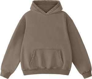 เสื้อฮู้ดดี้สีชมพูแบบหนา สไตล์วินเทจ ล้างสีแบบแอซิดวอช สำหรับผู้ชายและผู้หญิง ผ้าฝ้าย 100% มีกระเป๋าเสื้อ ฮู้ดดี้ลายมัดย้อม เสื้อกันหนาว - Product Image 2