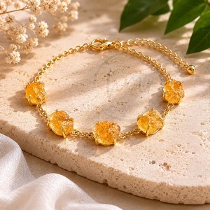 Raw Citrine <b>Gemstone</b> <b>Bracelet</b> Gold Plated Handmade Natural Crystal Chain <b>Bracelet</b> for Women Adjustable Healing Stone Jewelry - Product Image 3