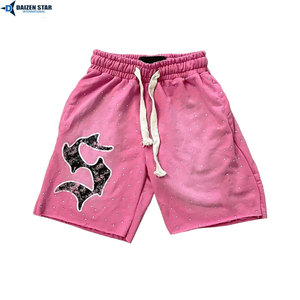 Men's Casual Cotton <b>Fleece</b> Solid Knitted Mid Waist <b>Shorts</b>-Quick Dry Breathable Eco-Friendly Front Drawstring Embroidery Private - Product Image 4