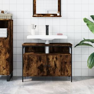 Mueble de Baño con Lavabo de Madera de Roble Ahumado, Producto de Muebles de Baño - Product Image 3