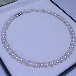 Collar de Perlas de Agua Dulce de 9-10 mm, Simple y Elegante, con Cadena Brillante, para Mamá, Perlas Naturales - Product Image 1