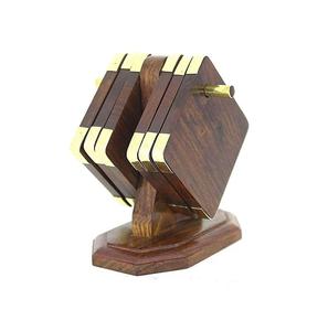 High Quality Walnut & Mango Wood Square Coasters Premium Wooden Drink Coaster Set for <b>Table</b> Protection - Product Image 6