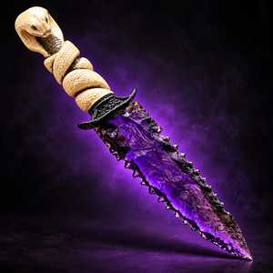 Daga de Cristal Morado Amatista de 10 Pulgadas con Mango de Serpiente, Coleccionable de Fantasía Gótica y Decoración de Altar - Product Image 6