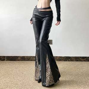 Eoin Winston Sports Genuine <b>Leather</b> Animal Print Trendy Leopard <b>Leggings</b> <b>High</b> <b>Waist</b> Trousers Skinny Leopard Pants - Product Image 1