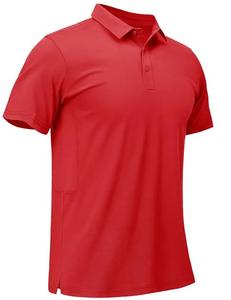 Camisa de Golf Roja Personalizada para Hombre, de Algodón Tejido, Antiarrugas, Transpirable, con Bolsillo Frontal, Manga Corta, Diseño Bordado STELLAR, Venta al Por Mayor - Product Image 1