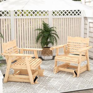 Sedia a dondolo da esterno in legno con schienale alto e braccioli allargati - Product Image 2
