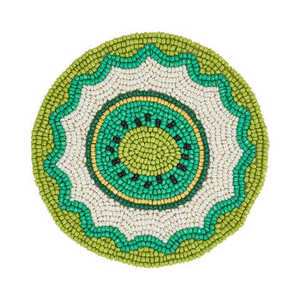 Modern Handmade <b>Drink</b> <b>Coasters</b> with Non-Slip Base Hand Beaded for Wedding Decor Handmade in India - Product Image 5
