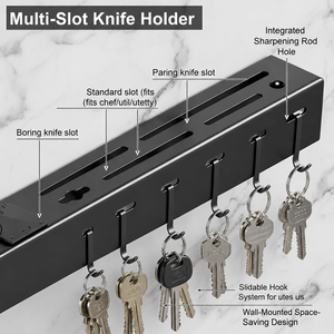 Premium 3-in-1 wall mount key organizer Unbreakable black hanger <b>Hooks</b> for keys Keychain storage rack Small accessory holder - Product Image 3