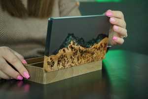 Handmade Wooden Jewelry <b>Box</b> With Epoxy Resin Rectangle Shape Home Decoration Storage Case Crafted From Natural Wood And Resin - Product Image 3