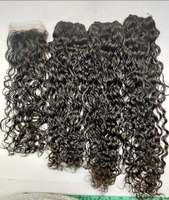 Lots de mèches de cheveux humains bruts non traités, bouclés crépus, avec closure en dentelle HD 4x4, cuticules alignées, vente en gros pour revendeurs