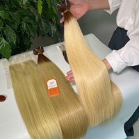 Extensions de cheveux naturels Remy vierges vietnamiens bruts, couleur blonde tendance, double trame, longues, pour tissage