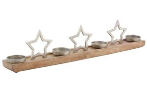 Star Christmas Candle Stand Brass Wood Base Home Decoration Durable - Product Image 3