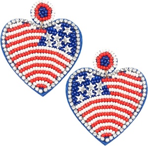 Vente en gros : Boucles d'oreilles à perles patriotiques en forme de tongs, parfaites pour le Jour de l'Indépendance, pour femmes et filles, pour les fêtes à la piscine et les festivals d'été 2026 - Product Image 5