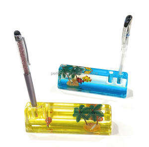 Porte-stylo et presse-papiers flottant multicolore en acrylique étanche de 14,5 cm avec motif animal pour décoration de bureau - Product Image 3