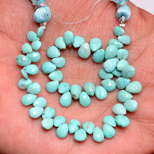 Perles de turquoise facettées en forme de poire, 6x4mm-7x5mm, turquoise naturelle authentique, pierres semi-précieuses, perles en vrac pour la création de bijoux - Product Image 3