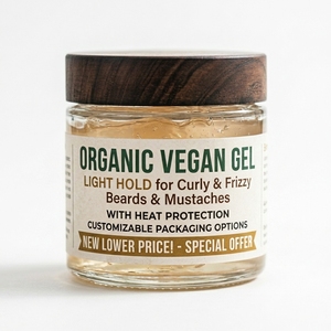 Gel Vegano Orgánico de Alta Calidad para Barba y Bigote, Fijación Ligera, Protección Contra el Calor, Empaque Personalizable, Precio Bajo - Product Image 1