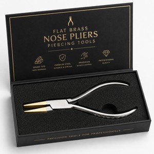 Flat Brass Nose Pliers <b>Piercing</b> Tools Non Marring Jewelry Making Tool ZetomedPro - Product Image 5