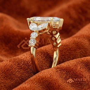 <b>Custom</b> 14K 18K Real Gold Marquise Shape Diamond <b>Ring</b> Multi-Stone Lab Grown Diamond Engagement <b>Ring</b> Unique Botanical Bridal <b>ring</b> - Product Image 2