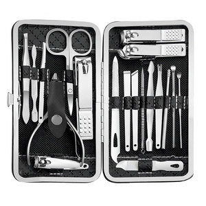 Manicure & <b>Pedicure</b> <b>Set</b> Stainless Steel Nail Grooming Tool Kit with Leather Bag for Fingernail Care - Product Image 1