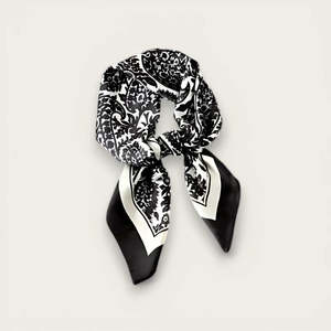 <b>Black</b> And White Striped Silk Square <b>Scarf</b> Lightweight Women's Fashion Accessory All Seasons Daily Wear - Product Image 2