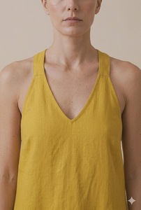 Vestido largo de algodón para mujer al por mayor, sin mangas, cuello en V, ajuste holgado, ropa casual de verano, patrón liso, atuendo transpirable - Product Image 4