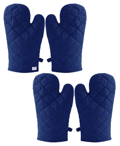 Customized Dot Waterproof Diamond Quilted Baking Short Wrap Gloves Thickened Microwave Oven Kitchen Insulated Two Finger Cotton - Product Image 5