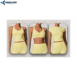 Custom Logo Women Solid Yoga Set Seamless Elastic Waist Sportswear Gym Fitness Wear 2 Piece Activewear Front/Waist Design - Product Image 6