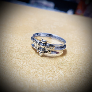 925 Sterling <b>Silver</b> Honey Bee <b>Spinner</b> <b>Ring</b> Handmade Fidget Thumb <b>Ring</b> For Unisex Elegant Wedding or Party Gift - Product Image 5