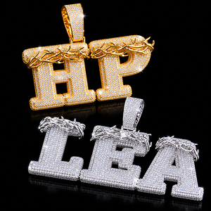 Colgante de moissanita HP LBA más vendido con diseño de corona de espinas, chapado en oro y plata, joyería con incrustaciones de diamantes. - Product Image 1