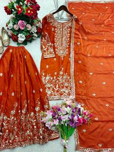 Launching New Design Trending Zmy-Chu <b>Silk</b> Top Sarara&dupatta Reddy To Wear Look Design - Product Image 5