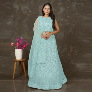 Lehenga Choli de Diseño para Mujer, con Bordado Intenso, Falda Acampanada, Dupatta de Tela Suave, para Bodas, Fiestas y Eventos Festivos, Largo hasta el Suelo - Product Image 1