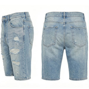 Shorts clásicos de mezclilla azul para hombre, corte relajado, algodón premium, casual de verano - Product Image 2