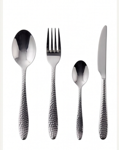 Ensemble de couverts en acier inoxydable avec manche martelé, finition miroir haute brillance, résistant à la rouille, design minimaliste pour la vaisselle de mariage - Product Image 1