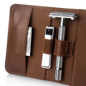 Kit de Afeitado para Hombre, Cepillo para Barba y Cabello, Diseño Moderno, Todos los Colores, Juego de Afeitado con Estuche de Cuero - Product Image 3