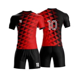 ชุดฟุตบอลสีแดง ดำ เหลือง กรมท่า ขาว เขียว แบบสั่งทำพิเศษ เสื้อและกางเกงขาสั้น ชุดทีม ผ้าโพลีเอสเตอร์ 100% ระบายอากาศได้ดี - Product Image 1