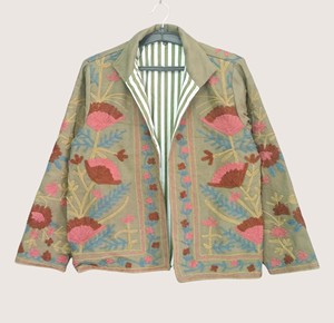 Chaqueta Bohemia Suzani Ecológica Bordada de Lana y Mezcla, Cuello Redondo, Manga Larga, Talla Grande, Ropa de Abrigo Casual de Invierno para Mujer - Product Image 2