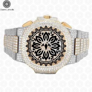 Montre de luxe Charm_Jewells avec diamants, boîtier en acier inoxydable 40 mm, chronographe mécanique analogique, montre de mode pour homme, étanche 10 bars - Product Image 4