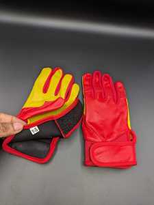 Red Leather Batting <b>Gloves</b> Y-S Ambidextrous Hook And Loop Closure Training Unisex Youth - Product Image 1