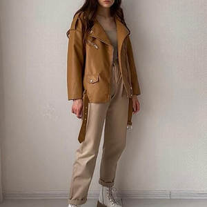 Chaqueta de Cuero para Mujer, Diseño Sencillo y Ajustado, Personalizable, Ropa Casual para Venta al Por Mayor - Product Image 5