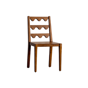 Chaise de salle à manger en bois massif, chaise d'appoint en bois brun rustique, dossier capitonné, chaise de table pour salle à manger - Product Image 1